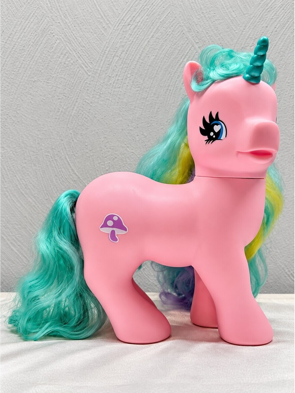 Vintage Gi-Go Wonder Pony Pink Unicorn SML-16-B1 Mushroom Rainbow Hair 9"